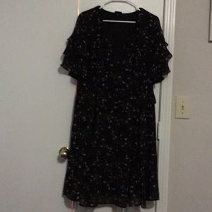 Crane and floral print dress